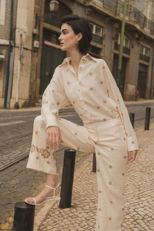 Camisa Camomila Manga Larga Cream